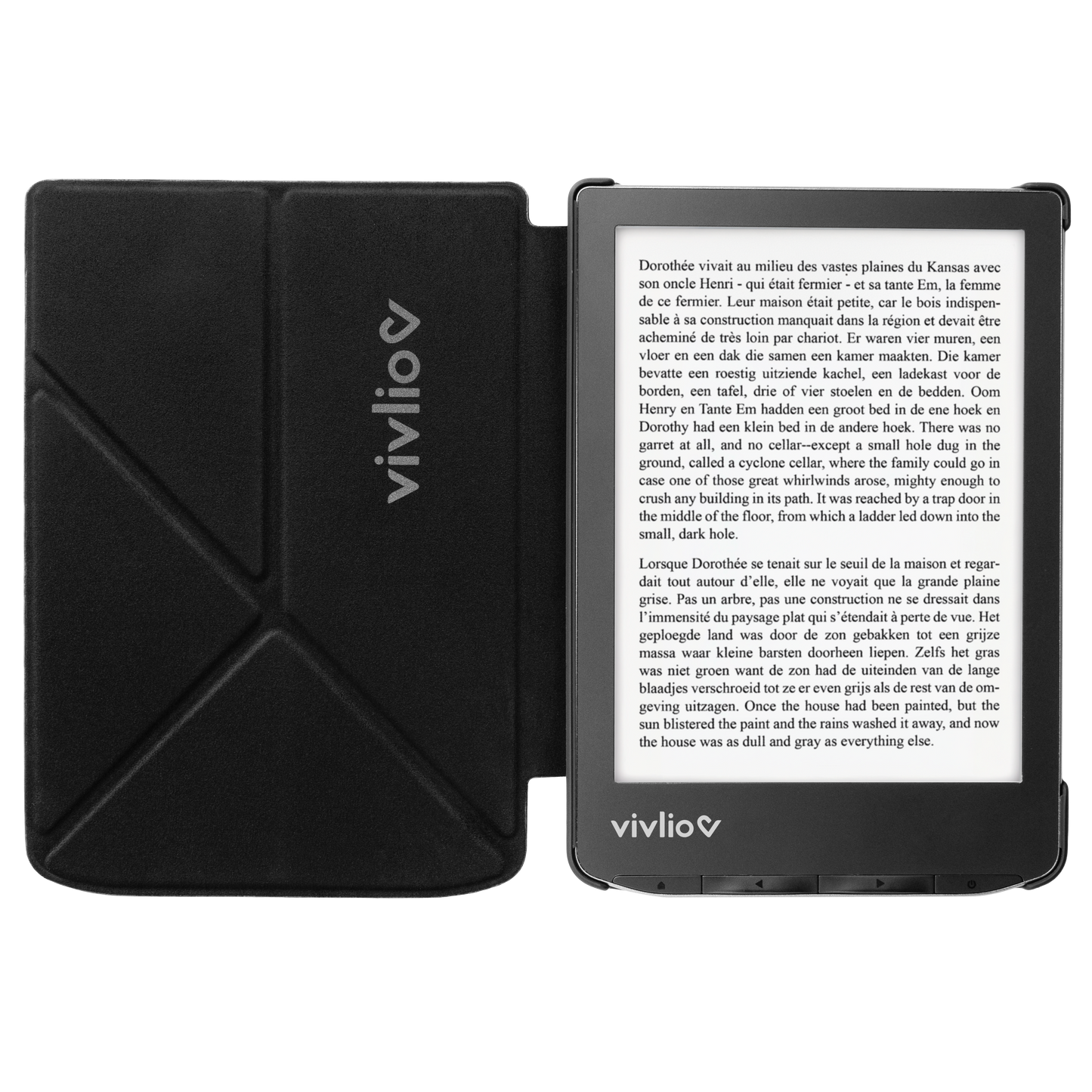 Housse intelligente Origami - Liseuse Vivlio Light, Light ZEN, Light HD & Light HD Color - Noire